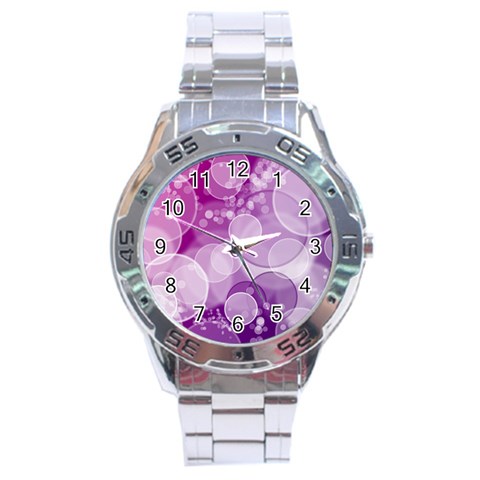 Purple Bubble Art Stainless Steel Analogue Watch from ArtsNow.com Front