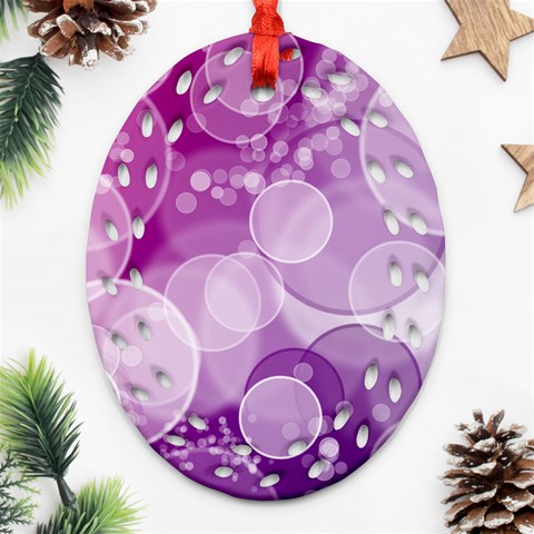 Purple Bubble Art Oval Filigree Ornament (Two Sides) from ArtsNow.com Front