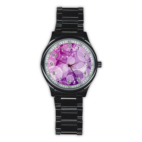 Purple Bubble Art Stainless Steel Round Watch from ArtsNow.com Front