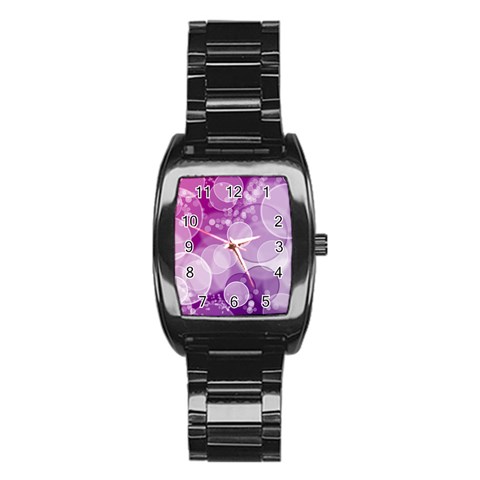 Purple Bubble Art Stainless Steel Barrel Watch from ArtsNow.com Front