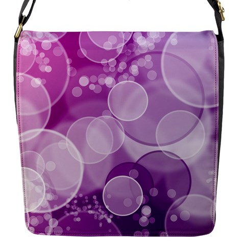 Purple Bubble Art Flap Closure Messenger Bag (S) from ArtsNow.com Front