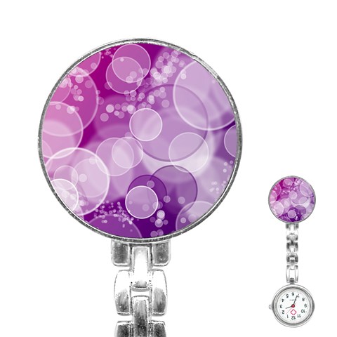 Purple Bubble Art Stainless Steel Nurses Watch from ArtsNow.com Front