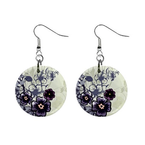 Purple Flower Art 1  Button Earrings from ArtsNow.com Front