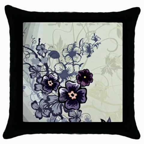 Purple Flower Art Throw Pillow Case (Black) from ArtsNow.com Front