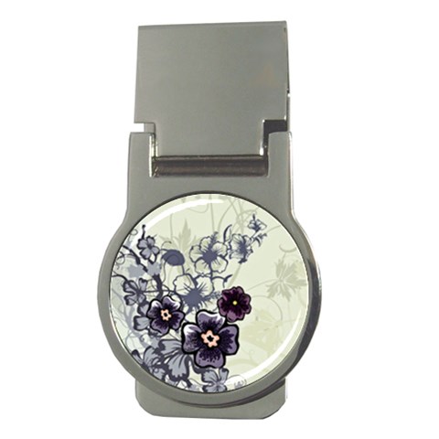 Purple Flower Art Money Clip (Round) from ArtsNow.com Front