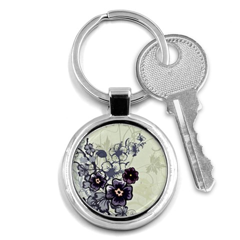 Purple Flower Art Key Chain (Round) from ArtsNow.com Front