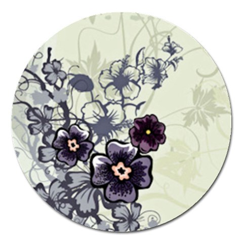 Purple Flower Art Magnet 5  (Round) from ArtsNow.com Front