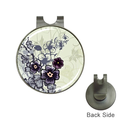 Purple Flower Art Golf Ball Marker Hat Clip from ArtsNow.com Front