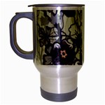 Purple Flower Art Travel Mug (Silver Gray)