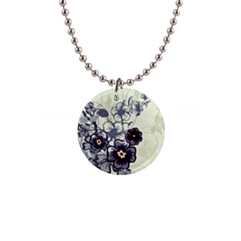 Purple Flower Art 1  Button Necklace from ArtsNow.com Front