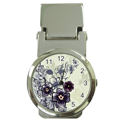 Purple Flower Art Money Clip Watch from ArtsNow.com Front