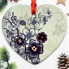 Purple Flower Art Heart Ornament (Two Sides) from ArtsNow.com Back