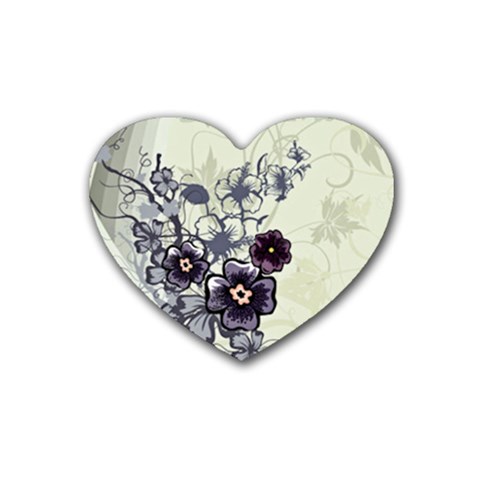 Purple Flower Art Rubber Coaster (Heart) from ArtsNow.com Front