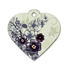 Purple Flower Art Dog Tag Heart (Two Sides) from ArtsNow.com Front