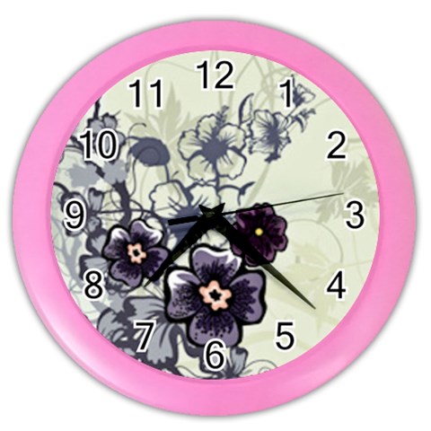 Purple Flower Art Color Wall Clock from ArtsNow.com Front