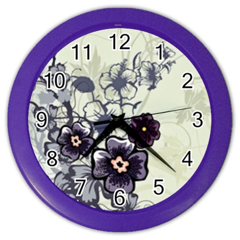 Purple Flower Art Color Wall Clock from ArtsNow.com Front