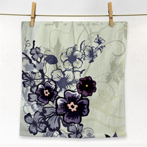 Purple Flower Art Face Towel from ArtsNow.com Front