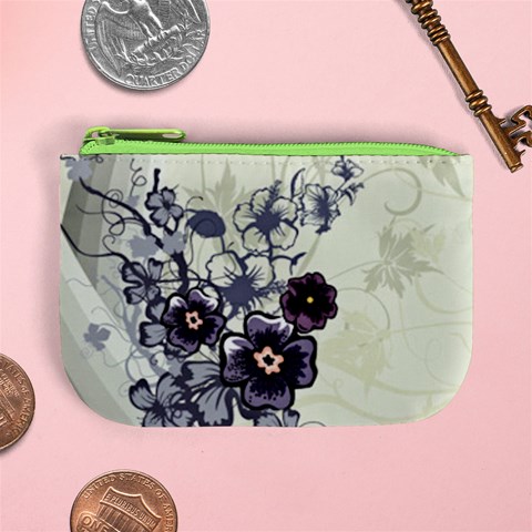 Purple Flower Art Mini Coin Purse from ArtsNow.com Front