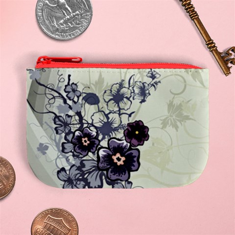 Purple Flower Art Mini Coin Purse from ArtsNow.com Front