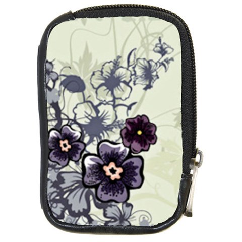 Purple Flower Art Compact Camera Leather Case from ArtsNow.com Front