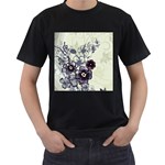 Purple Flower Art Men s T-Shirt (Black)