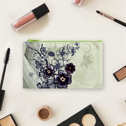 Purple Flower Art Cosmetic Bag (Small) from ArtsNow.com Front