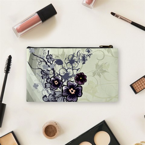 Purple Flower Art Cosmetic Bag (Small) from ArtsNow.com Back