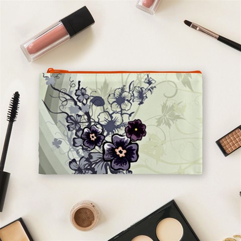 Purple Flower Art Cosmetic Bag (Medium) from ArtsNow.com Front