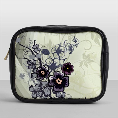 Purple Flower Art Mini Toiletries Bag (One Side) from ArtsNow.com Front