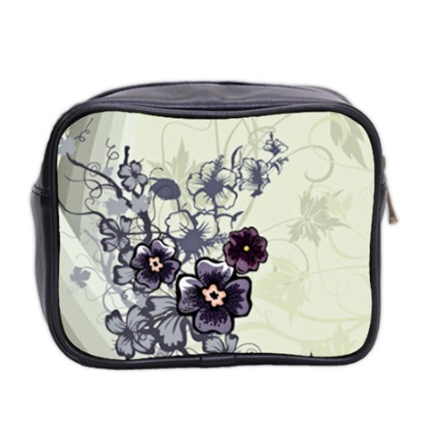 Purple Flower Art Mini Toiletries Bag (Two Sides) from ArtsNow.com Back