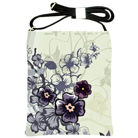 Purple Flower Art Shoulder Sling Bag from ArtsNow.com Front