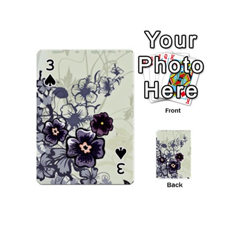 Purple Flower Art Playing Cards 54 (Mini) from ArtsNow.com Front - Spade3