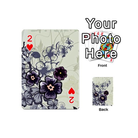 Purple Flower Art Playing Cards 54 (Mini) from ArtsNow.com Front - Heart2