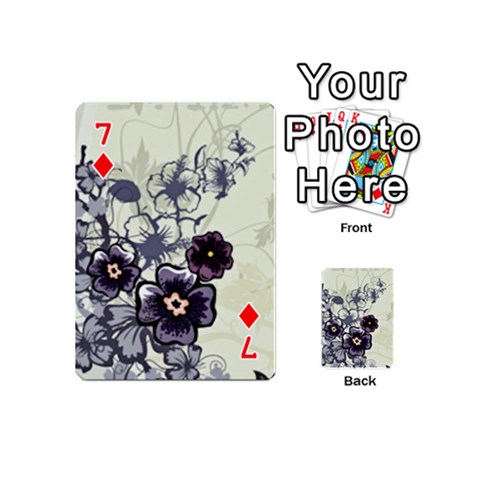 Purple Flower Art Playing Cards 54 (Mini) from ArtsNow.com Front - Diamond7