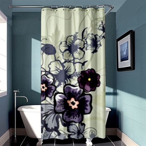 Purple Flower Art Shower Curtain 36  x 72  (Stall) from ArtsNow.com Curtain(36 X72 ) - 33.26 x66.24  Curtain(36 X72 )