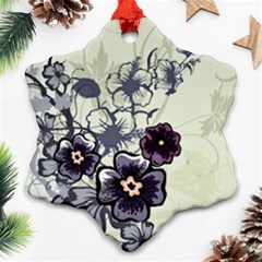 Purple Flower Art Snowflake Ornament (Two Sides) from ArtsNow.com Front