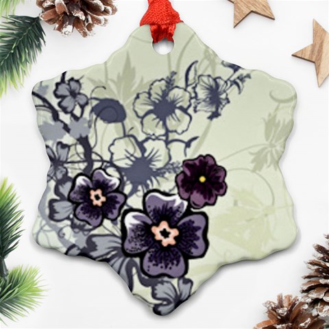 Purple Flower Art Snowflake Ornament (Two Sides) from ArtsNow.com Back