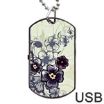 Purple Flower Art Dog Tag USB Flash (One Side)