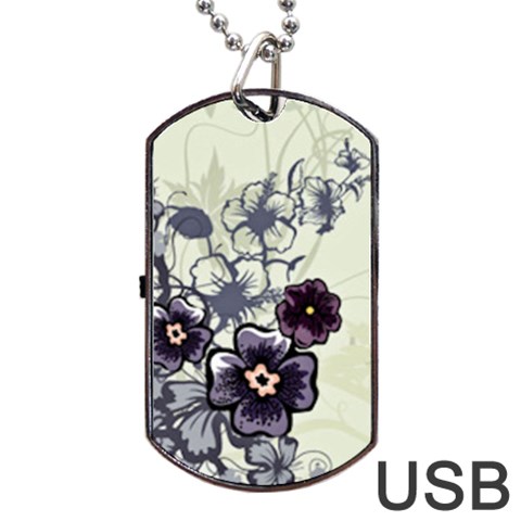 Purple Flower Art Dog Tag USB Flash (Two Sides) from ArtsNow.com Back