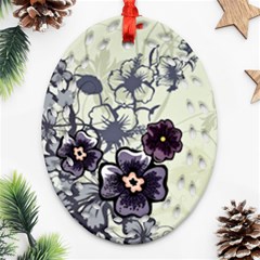 Purple Flower Art Oval Filigree Ornament (Two Sides) from ArtsNow.com Back