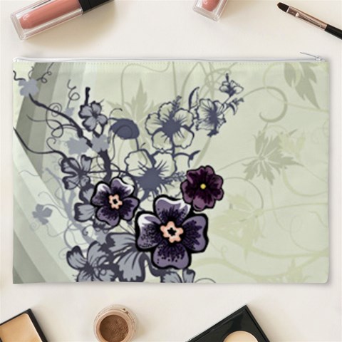 Purple Flower Art Cosmetic Bag (XXXL) from ArtsNow.com Back