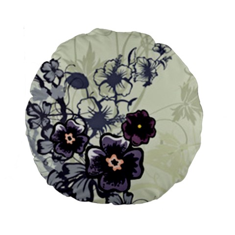 Purple Flower Art Standard 15  Premium Round Cushion  from ArtsNow.com Back