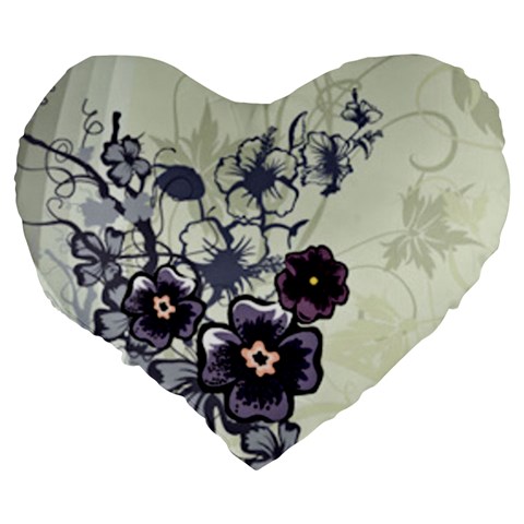 Purple Flower Art Large 19  Premium Heart Shape Cushion from ArtsNow.com Back