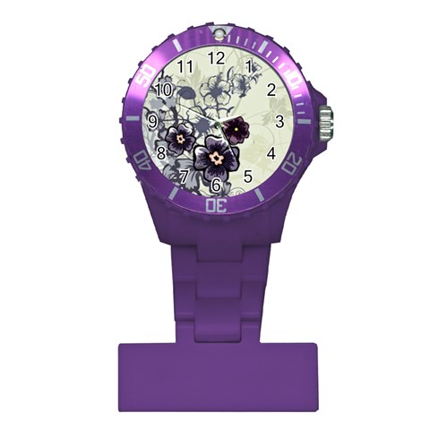 Purple Flower Art Plastic Nurses Watch from ArtsNow.com Front