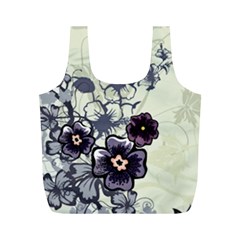 Purple Flower Art Full Print Recycle Bag (M) from ArtsNow.com Front