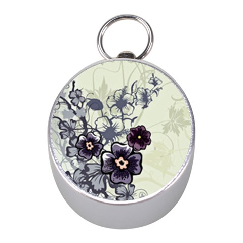 Purple Flower Art Silver Compass (Mini) from ArtsNow.com Front