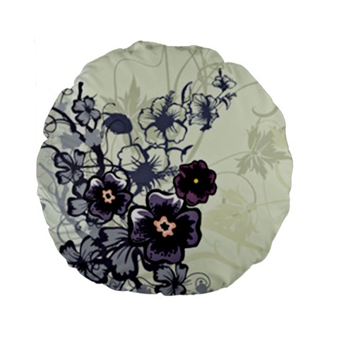 Purple Flower Art Standard 15  Premium Flano Round Cushion  from ArtsNow.com Back