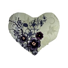 Purple Flower Art Standard 16  Premium Flano Heart Shape Cushion  from ArtsNow.com Front