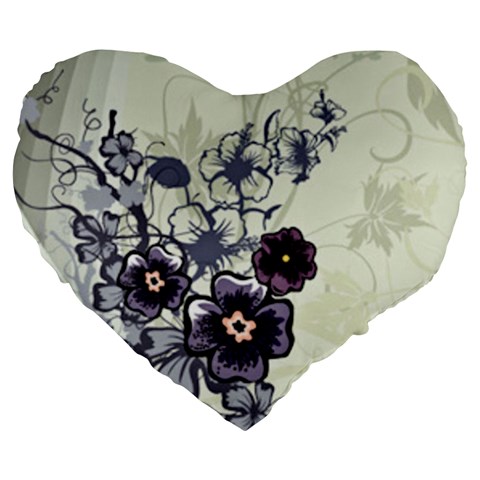 Purple Flower Art Large 19  Premium Flano Heart Shape Cushion from ArtsNow.com Front