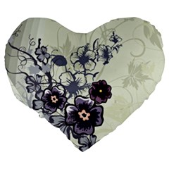 Purple Flower Art Large 19  Premium Flano Heart Shape Cushion from ArtsNow.com Back